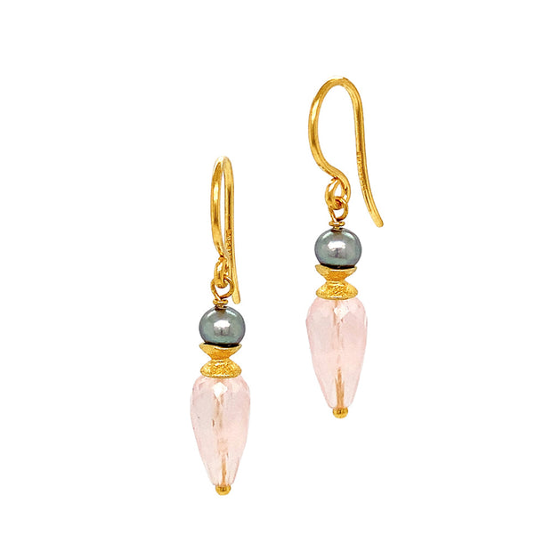 Prehnite and Rose Quartz Dangle Earrings in 18 Karat Gold, A2 by Arunashi  For Sale at 1stDibs | prehnite earrings